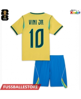 Günstige Brasilien Vinicius Junior #10 Heimtrikotsatz Kinder WM 2026 Kurzarm (+ Kurze Hosen)